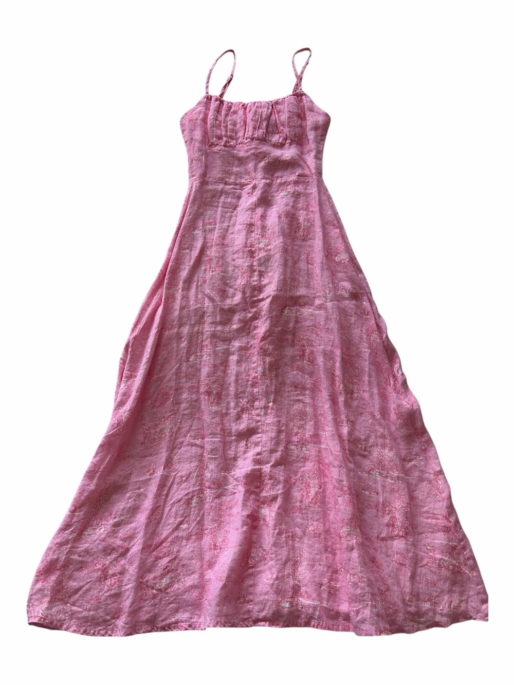 Palm Noosa Ely Linen Dress Floral Romantic Feminine Vacation Coastal Midi Sz 6 - Picture 2 of 13